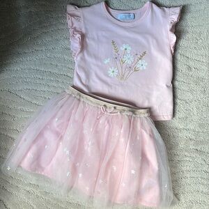 NEW Kids Primark Flower Shirt & Skirt Set 4 - 5 Years